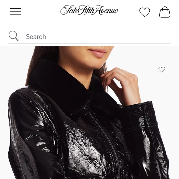 7 For All Mankind. Faux Fur Collar Patent Leather Jacket - Picture 9 of 11